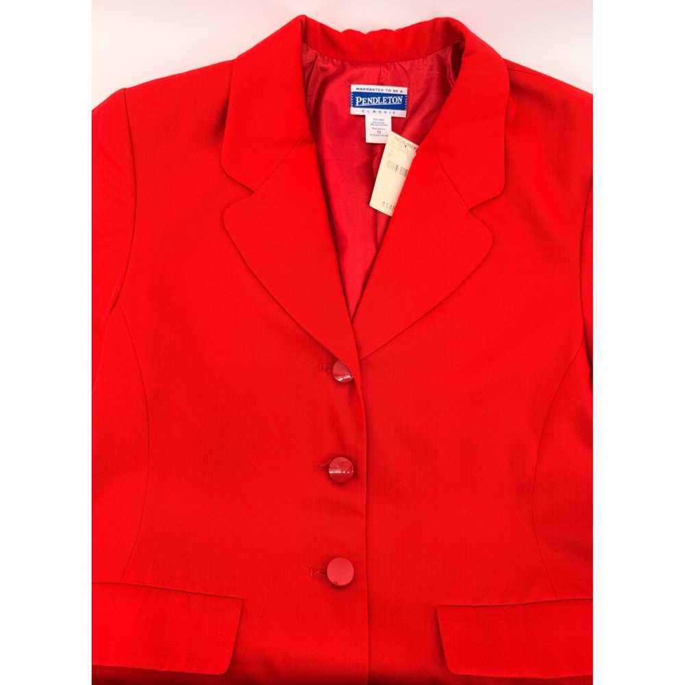 NWT VTG Pendleton womens 12 Blazer 80s 90s Classic Red Short Sleeve Jacket USA